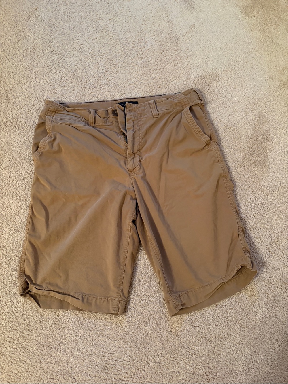 American Eagle Outfitters Tan Flat-Front Chino Shorts